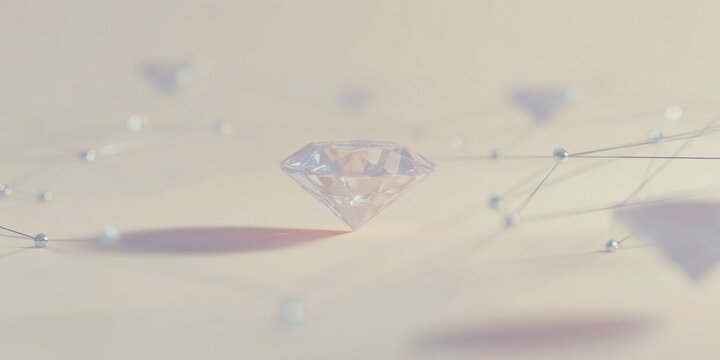 Futuristic Digital Asset Representation with Diamond and Network Nodes Highlighting Wealth, Technology, and NFT Marketplace Innovation - Powered by Adobe