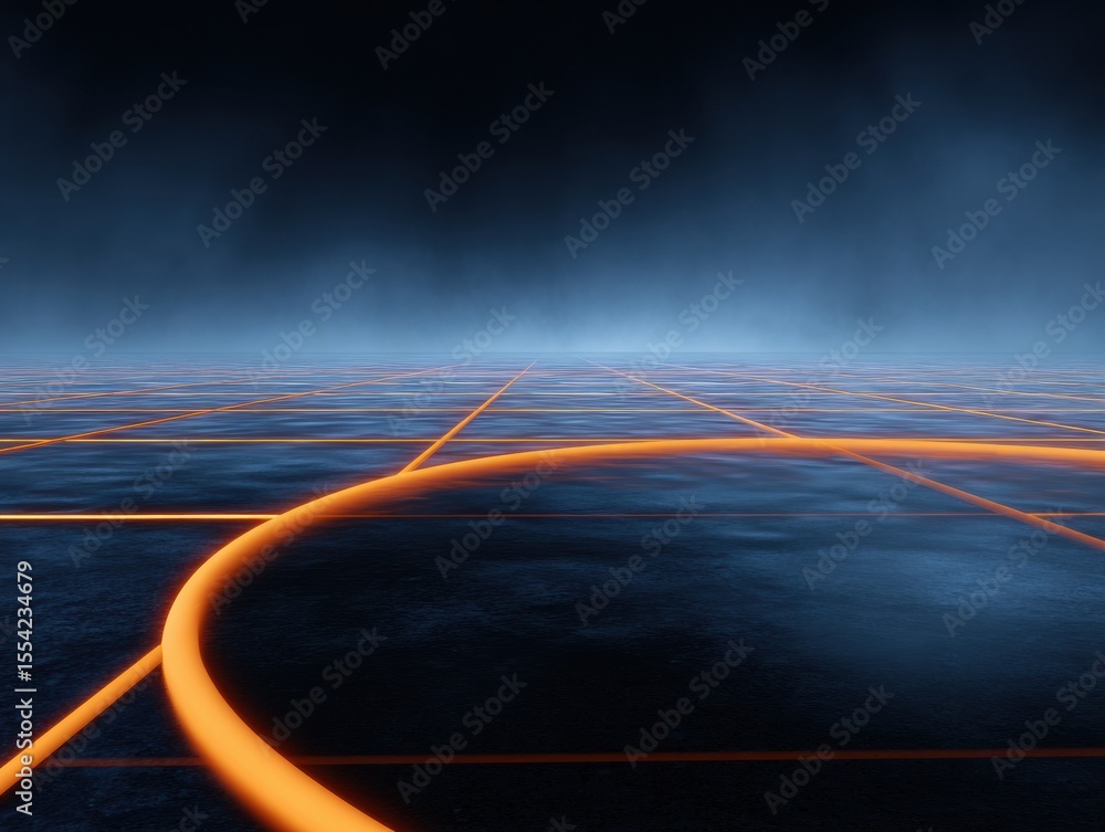 Poster futuristic metaverse neon grid landscape with retro cyberpunk glow for digital technology and immers