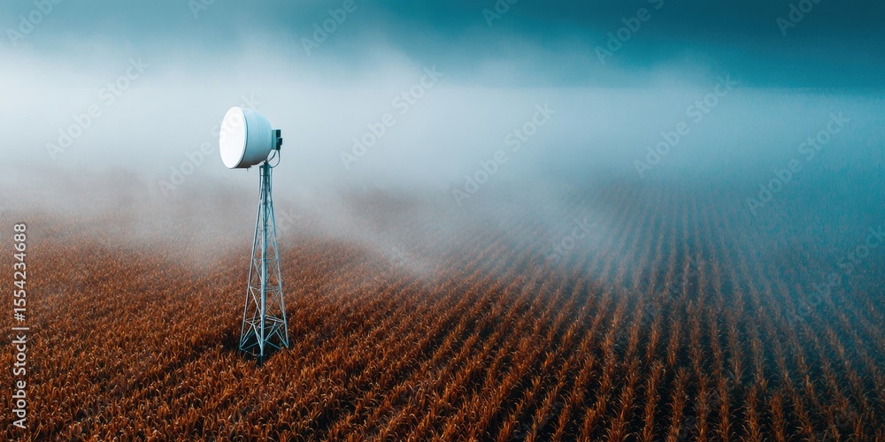 Poster Advanced 5G Weather Station with Smart Farming Sensors and Solar Panel in Crop Field for Innovative Agricultural Technology and Optimized Crop Management