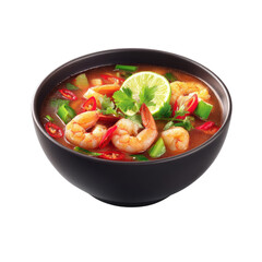 Fresh and Flavorful Shrimp Soup with Lime and Vegetables Served in a Black Bowl