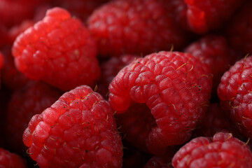 fresh raspberries on background, close up