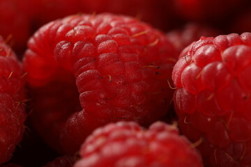 fresh raspberries on background, close up