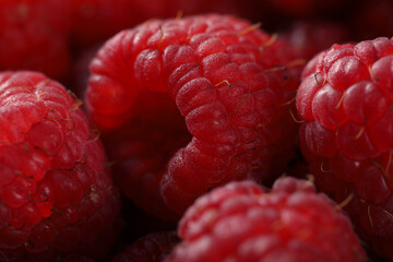 fresh raspberries on background, close up
