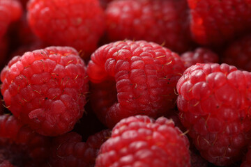 fresh raspberries on background, close up