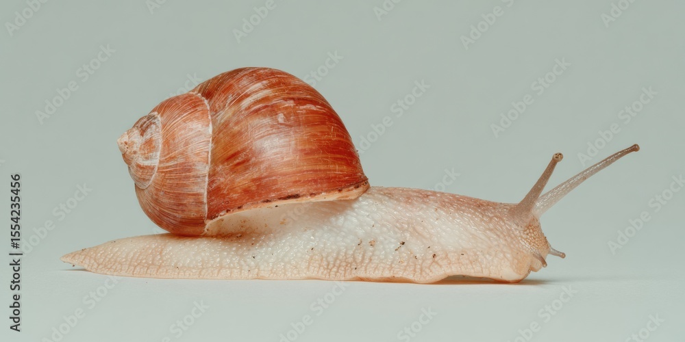Aufkleber endangered icon garden snail with smooth shell and extended eye stalks on soft background - eco awar