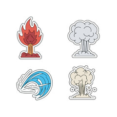 Cartoon Explosion, Fire, Water, and Smoke Effects Digital Stickers