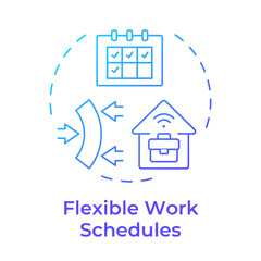 Flexible work schedules blue gradient concept icon. Monthly planner, calender. Remote employment. Round shape line illustration. Abstract idea. Graphic design. Easy to use in article, blog post