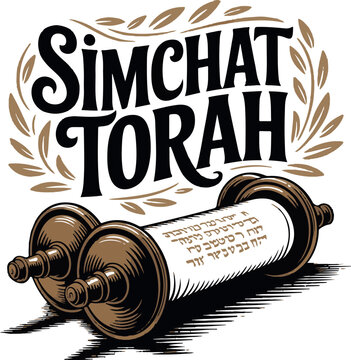 Simchat Torah T-shirt design, Rosh Hashanah black and white group of lettering greetings
