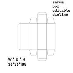 Compact Serum Box Dieline – 36×36×108 mm Editable Layout