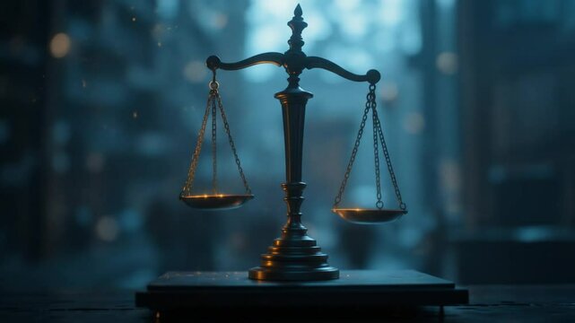 Justice Balance Scales Symbolizing Legal Fairness and Equilibrium in Legal Proceedings