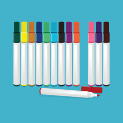 Fototapeta premium Markers with thirteen different colors stock design illustration