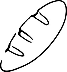 Baguette Line Icon | Hand Drawn French Bread Outline