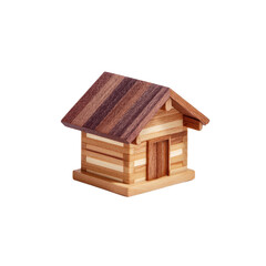 Detailed Wooden Toy House Model with Fine Stripes and a Charming Design for Kids Play or Decor