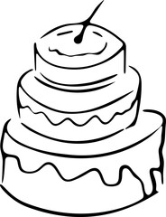 Layered Birthday Cake Line Icon | Hand Drawn Celebration Dessert