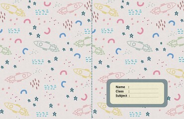 Naklejka premium Book cover space pattern