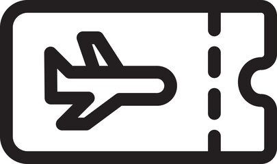 Airplane Ticket Line Icon | Flight Boarding Pass Outline