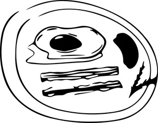 Egg Yolk with Sauce Line Icon | Hand Drawn Breakfast Food Icon