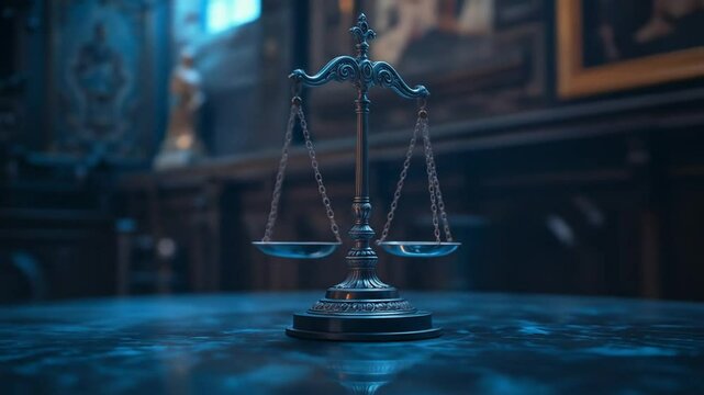 Symbolic Justice Scales: A Cinematic Exploration of Law, Balance, and Legal Concepts