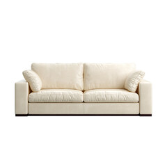 Modern and Stylish Cream Leather Sofa with Comfortable Cushions for Cozy Living Room Decor