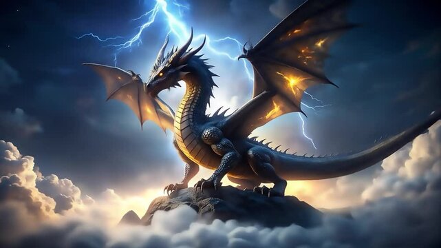 mythological animal background a giant dragon flying above the sky