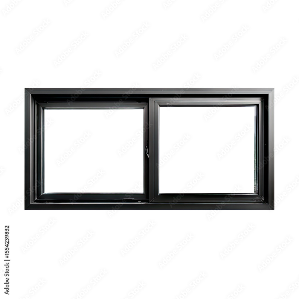 Poster modern black window frame on a transparent background showcasing minimalist design for architectural