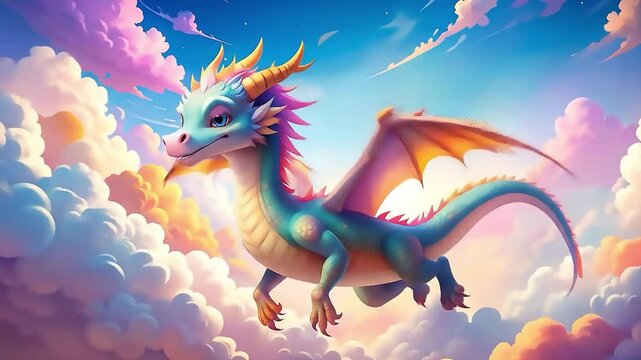 mythological animal background a giant dragon flying above the sky