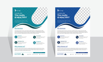 Corporate healthcare and medical flyer or poster design Template for print.