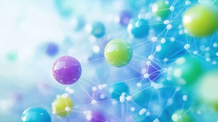 Colorful spheres connected by a network of lines.