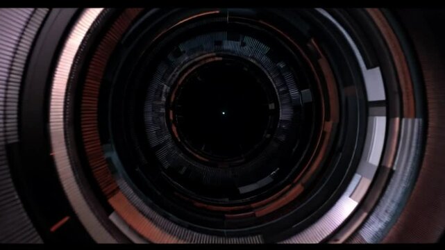 Isolated close-up of a black digital SLR camera lens, showcasing its professional optical glass and advanced zoom technology for high-quality macro photography 4k slow motion animation video