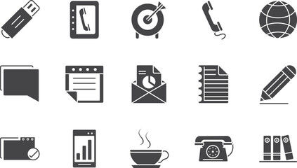 Essential Office Icons A Comprehensive Set of High-Quality Vector Graphics for Business and Productivity