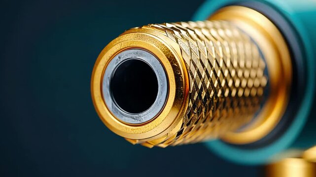 Close-Up of a Metal Connector with Threaded Details and Reflective Surface Showcasing Engineering Precision in Machinery Components