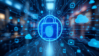"Digital Cloud Data Security Implementation Using Padlock Icons for Protected Access and Information Integrity"

