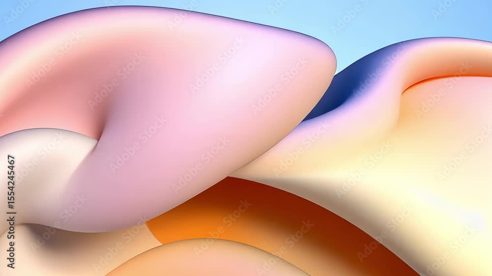 Poster abstract fluid design with soft curves and graceful shapes in pastel colors, creating a flowing vivi