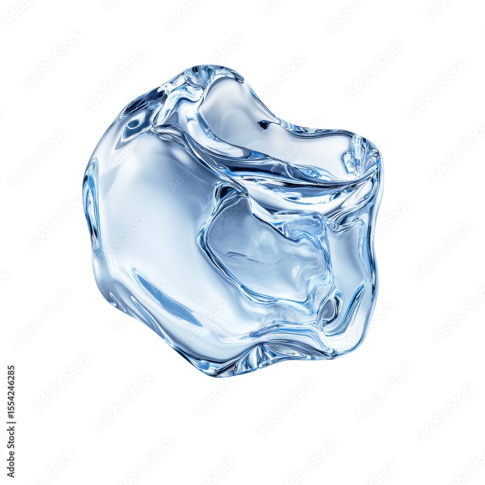 Poster abstract water shape floating in space with glossy surface detail