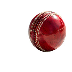 Cricket Ball Red Leather Sphere CloseUp View Sports Equipment Game Item on transparent background