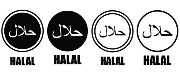 Minimal 100% Halal Certified Icon – Green Islamic Label in Arabic and English