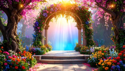 Fototapeta premium Magical Flower Archway Garden - Whimsical/Fantasy