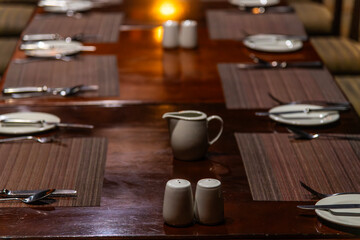 table setting in the restaurant at night