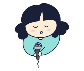 마이크를 들고 노래하는 만화 캐릭터