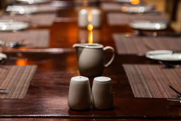 table setting in the restaurant at night