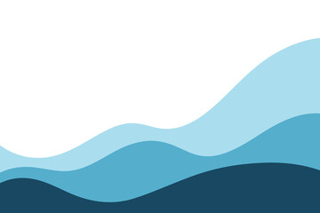 Abstract blue sea waves, background illustration, vector, wavy page divider for title, text. Modern minimalistic graphic sea background of ocean Water Shape with space for Text, flat design