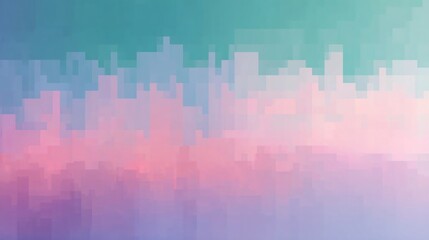 Abstract pixelated soft gradient background with smooth transitions of teal, pink, and lavender hues