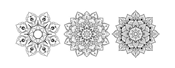 Set of mandalas with flower pattern