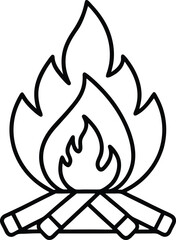 Festival Bonfire Line Art with Symmetrical Flame