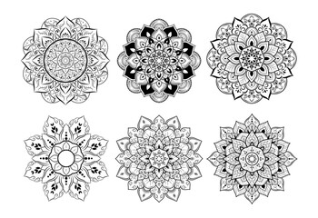Set of mandalas with flower pattern