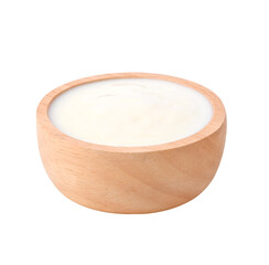 yogurt in wood bowl on transparent png