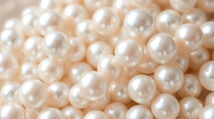 Closeup of elegant pearl luxurious and precious round beads as a symbol of fashion and beauty.