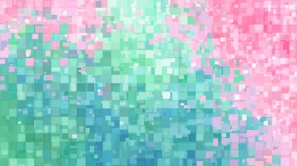Abstract pixelated artwork featuring a harmonious blend of pastel colors in a mosaic style pattern.