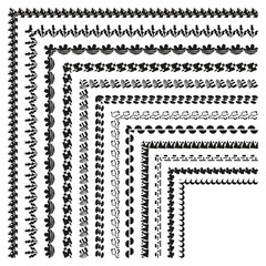 Floral and Geometric Seamless Doodle Style Borders