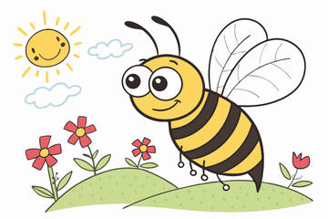 Cartoon bee illustration for children products